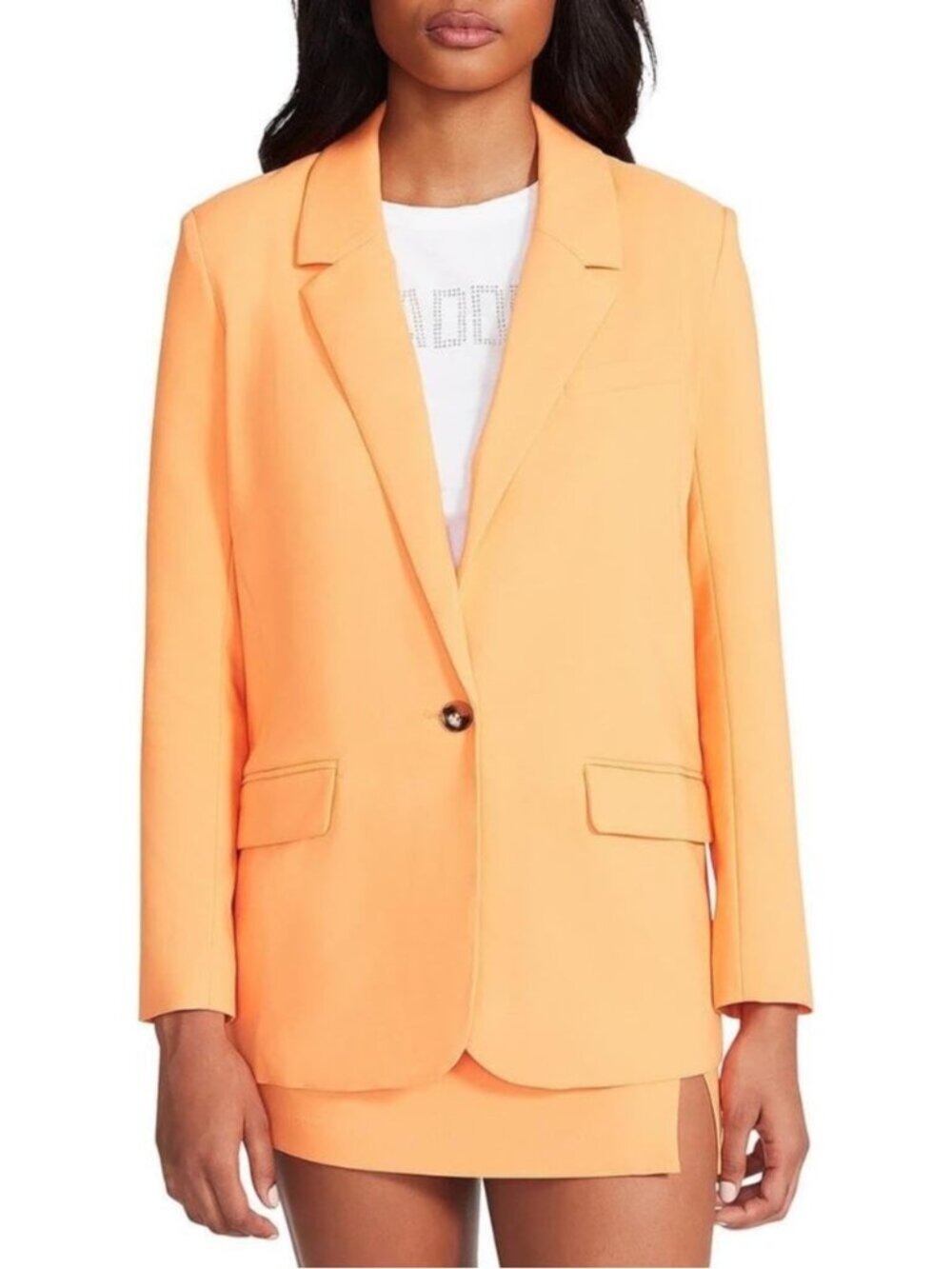 Women's Amber Orange Notch Collar Lapel Neck Business Apparel Kaira Blazer
